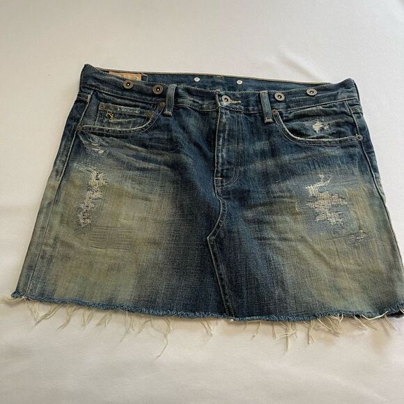 Polo Ralph Lauren VTG Distressed Destroyed Denim Skirt Size 30 - Picture 1 of 12